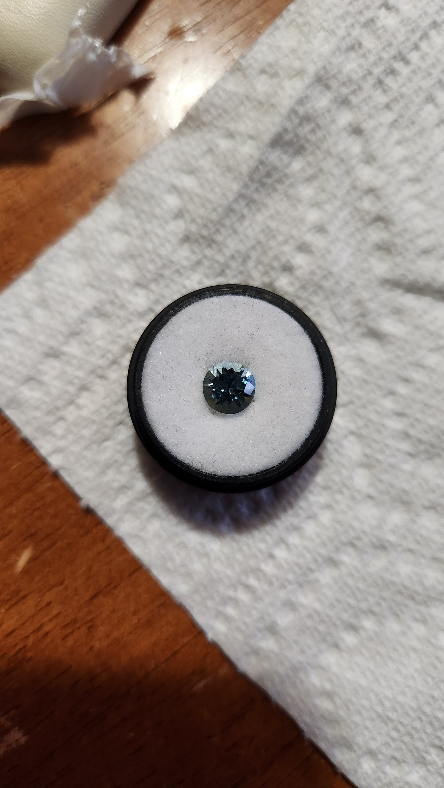 1.78ct natural Blue topaz from Mason County, Texas, Lone Star Brilliant cut with a polished star.