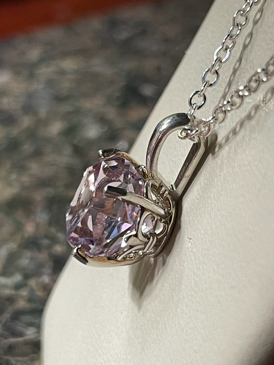 6.08ct Star cut pale amethyst Continuum Sterling Pendant