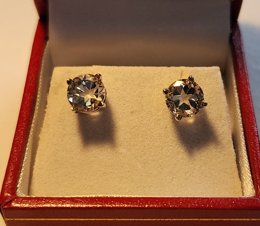 2.90cttw Mason County Clear Topaz Lone Brilliant Star mounted in a Sterling Silver basket stud earrings.