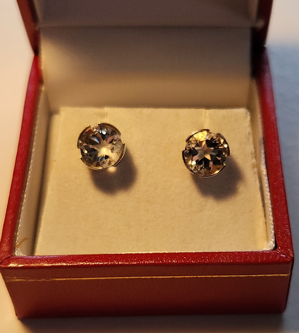 2.90cttw Mason County Clear Topaz Lone Brilliant Star Mounted in a Sterling Silver segmented bezel stud earrings.