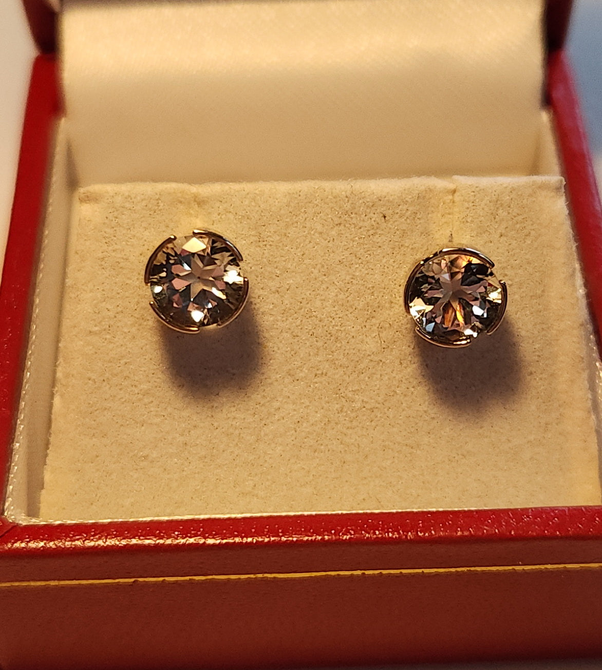 1.90cttw Mason County Clear Topaz Lone Brilliant Star Mounted in a Sterling Silver segmented bezel stud earrings.